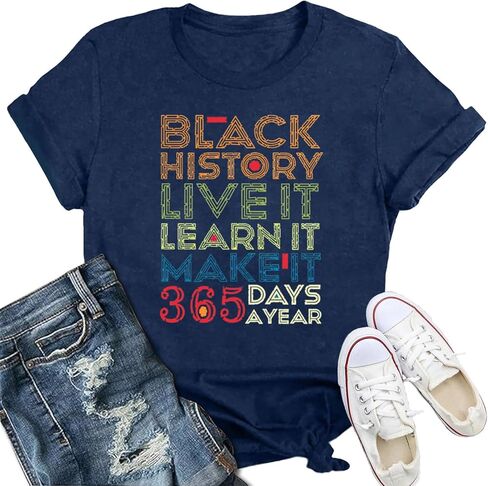 Black History Shirts for Women African American Culture T-Shirt Vintage Black Culture Tee Tops in Saudi Arabia