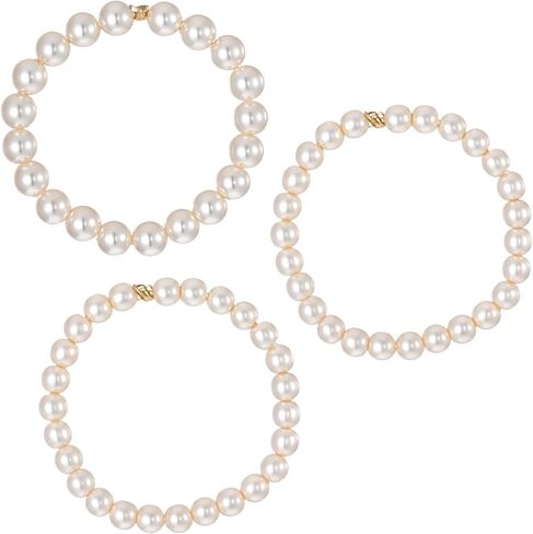 Pearl Rings for Women, 3 Pcs Vintage Stretch Pearl Ring Stackable Dainty Beaded Rings for Wedding Party Prom Daily Jewelry Gifts in Saudi Arabia