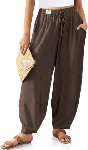 TARSE Women’s Linen Harem Pants Wide Leg Boho Casual Trousers Loose Fit Lounge Beach Travel Pants in Saudi Arabia