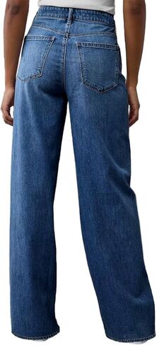 Women's Wide Leg Jeans High Waisted Baggy Straight Leg Loose Stretchy Casual Denim Pants in Saudi Arabia