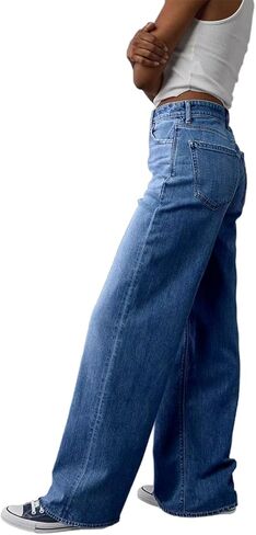 Women's Wide Leg Jeans High Waisted Baggy Straight Leg Loose Stretchy Casual Denim Pants in Saudi Arabia