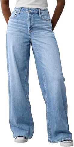 Women's Wide Leg Jeans High Waisted Baggy Straight Leg Loose Stretchy Casual Denim Pants in Saudi Arabia
