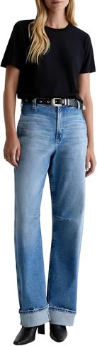 بنطلون جينز نسائي AG Mercer عالي الارتفاع بأساور ممتدة in Kuwait