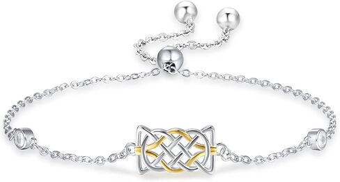 Palpitate Celtic Knot Bracelet Irish Bracelet Trinity 925 Sterling Silver Golden Celtic Bracelets Irish jewelry Gifts for Women in Kuwait