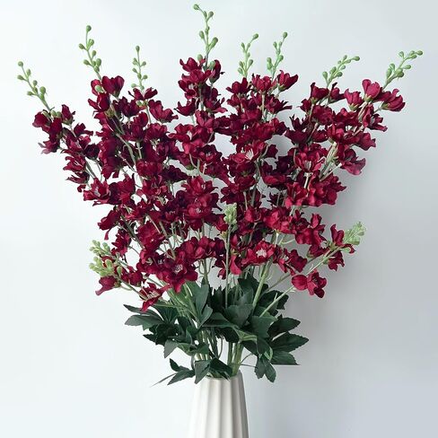 8 pcs White Delphinium Artificial Flowers, 34.25''Artificial Snapdragon Flowers Tall Fake Flowers Silk Flowers Faux Delphinium Bulk for Tall Vase Home Wedding Garden Table Decor (White) in Saudi Arabia