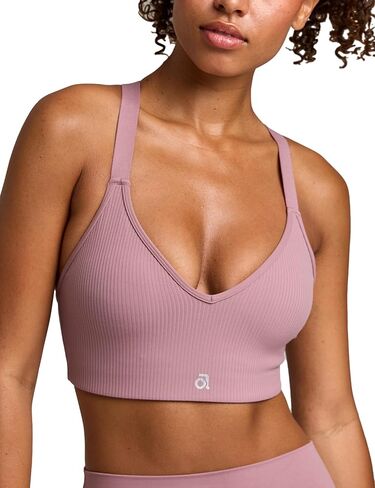Women's Ribbed Sports Bra V Neck Padded Yoga Tank Adjustable Straps Cross Back Crop Tops in Saudi Arabia