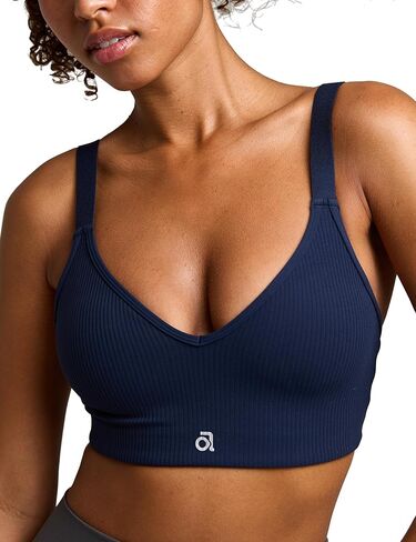 Women's Ribbed Sports Bra V Neck Padded Yoga Tank Adjustable Straps Cross Back Crop Tops in Saudi Arabia