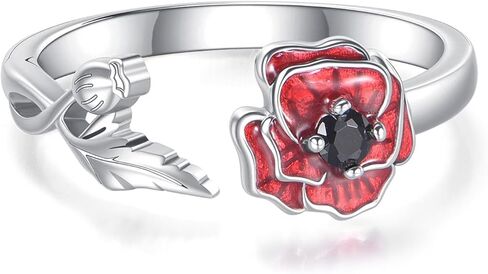 URONE Flower Rings for Women Cherry Blossom/Lily of the Valley/Lily Ring 925 Sterling Silver Open Ring Jewelry Gifts in Saudi Arabia