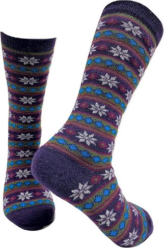 جوارب Alpaca Wool Novelty Crew مريحة ودافئة وملونة - مخططة بالنجوم in Kuwait