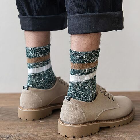 10 Pair Men's Socks - Thick Warm Winter Mid-Calf Set, 10 Colors, One Size, Polyester, Double-Needle Knit in Saudi Arabia