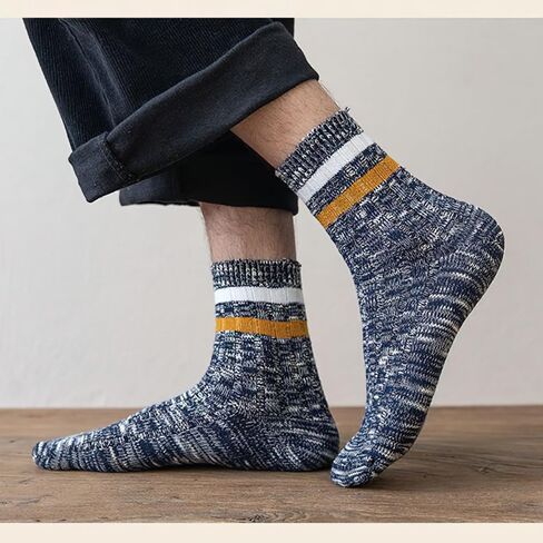 10 Pair Men's Socks - Thick Warm Winter Mid-Calf Set, 10 Colors, One Size, Polyester, Double-Needle Knit in Saudi Arabia