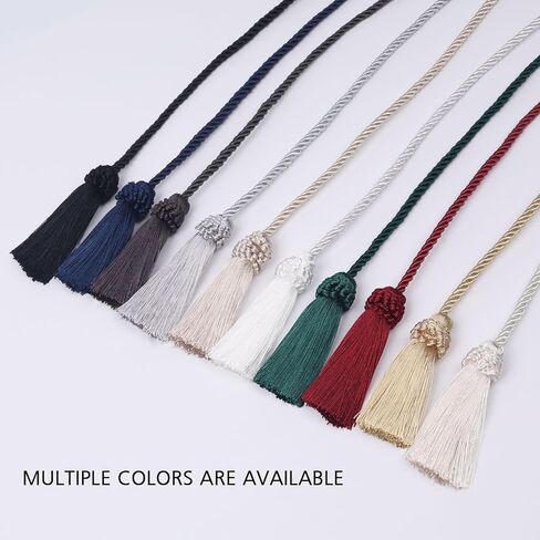 NICEEC 4 Pack Double-Ended Tassel Curtain Tiebacks European Style Decorative Drape Tie Backs Elegant Handmade Braided Rope Knot Curtain Holdbacks for Home & Office Window Drapery (Silver Grey) in Saudi Arabia