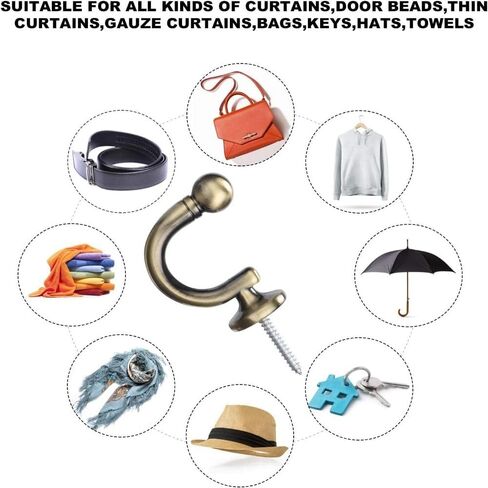 Bronze Wall Hooks Wall Mounted Aluminum Alloy Curtain Tie-Backs Hook Clothes Coat Towel Drapery Tassel Holders Window Drapery Holdback(B) in Saudi Arabia