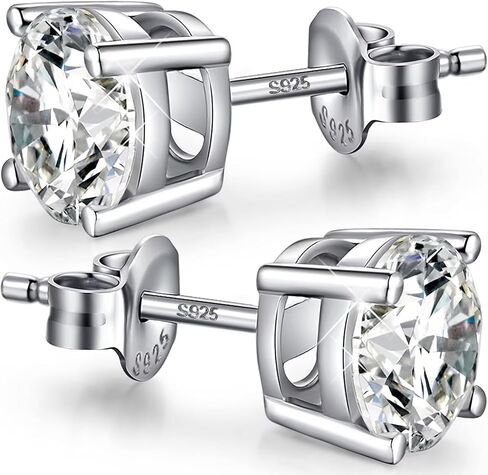 Jiamiaoi Earrings for Men Women Hypoallergenic 925 Sterling Silver Cubic Zirconia CZ Stud Earrings4mm-8mm in Kuwait