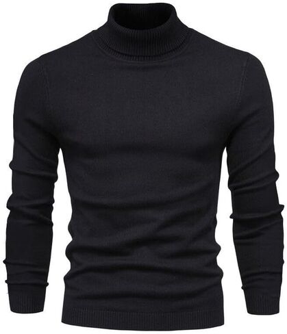 Men's Casual Solid Color Turtleneck Sweater - Soft Stretch Knit Pullover Solid Color Versatile Top for Fall Winter in Saudi Arabia