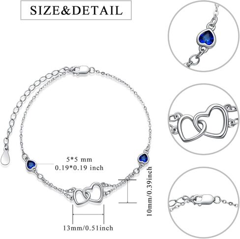 Dorunmo Blue Anklet for Women 925 Sterling Silver Something Blue Anklet for Bride Sapphire September Birthstone Beach Foot Wedding Jewelry for Bride in Saudi Arabia