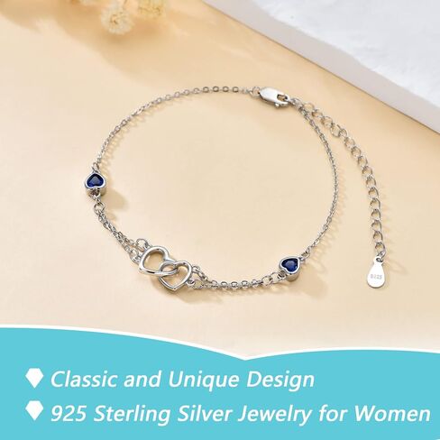 Dorunmo Blue Anklet for Women 925 Sterling Silver Something Blue Anklet for Bride Sapphire September Birthstone Beach Foot Wedding Jewelry for Bride in Saudi Arabia