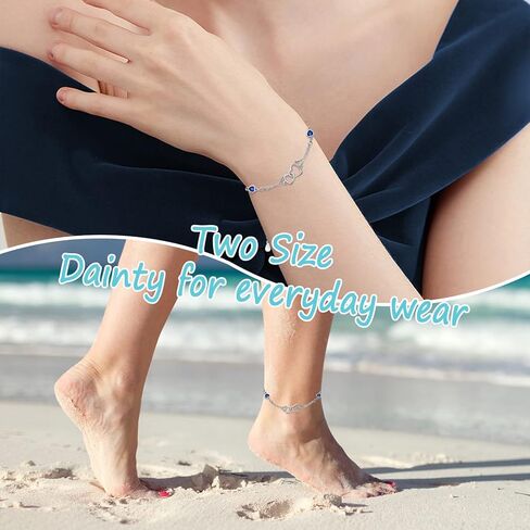 Dorunmo Blue Anklet for Women 925 Sterling Silver Something Blue Anklet for Bride Sapphire September Birthstone Beach Foot Wedding Jewelry for Bride in Saudi Arabia
