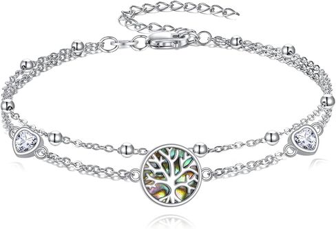 LONAGO 925 Sterling Silver Layered Anklet for Women Adjustable Multilayer Beach Anklet Bracelet in Saudi Arabia