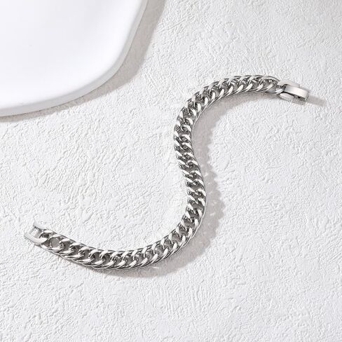 INBLUE Mens Bracelet Stainless Steel Curb Link Chain Bracelet for Men Silver Gold Black Chain 8mm/12mm/17mm Width Hip Hop Jewelry Gift for Boyfriend 3 Lengths 7.5/8.2/9.0 Inches in Saudi Arabia
