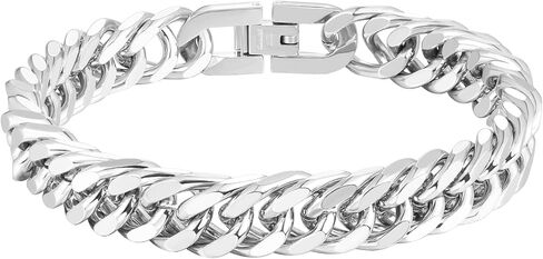 INBLUE Mens Bracelet Stainless Steel Curb Link Chain Bracelet for Men Silver Gold Black Chain 8mm/12mm/17mm Width Hip Hop Jewelry Gift for Boyfriend 3 Lengths 7.5/8.2/9.0 Inches in Saudi Arabia