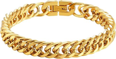 INBLUE Mens Bracelet Stainless Steel Curb Link Chain Bracelet for Men Silver Gold Black Chain 8mm/12mm/17mm Width Hip Hop Jewelry Gift for Boyfriend 3 Lengths 7.5/8.2/9.0 Inches in Saudi Arabia
