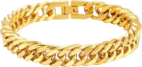 INBLUE Mens Bracelet Stainless Steel Curb Link Chain Bracelet for Men Silver Gold Black Chain 8mm/12mm/17mm Width Hip Hop Jewelry Gift for Boyfriend 3 Lengths 7.5/8.2/9.0 Inches in Saudi Arabia