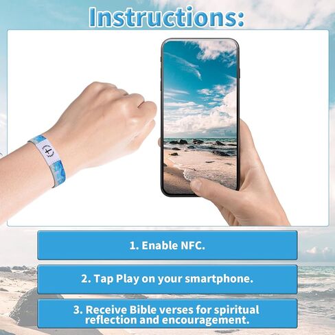 Penitue Bible Verse Bracelet, Wearable Christian Daily Wristbands with NFC Scan Inspirational Bracelet Religious Jewelry for Women & Men in Saudi Arabia