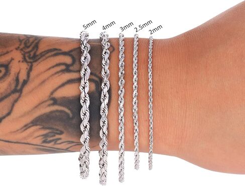 Nuragold 10K Real White Gold Rope Diamond Cut Chain Bracelet 7"-9" (2mm-5mm) Italian Jewelry for Men & Women in Saudi Arabia