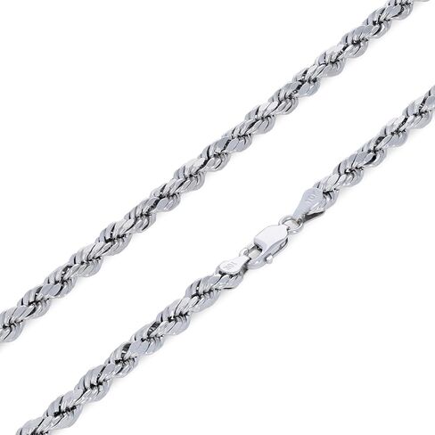 Nuragold 10K Real White Gold Rope Diamond Cut Chain Bracelet 7"-9" (2mm-5mm) Italian Jewelry for Men & Women in Saudi Arabia