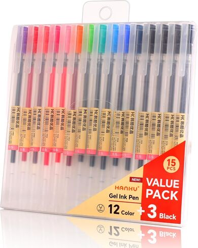Gel Pens Black Ink Pens with Super Soft Grip 0.5mm Fine Point Smooth Writing Retractable Cute Pens (8-count) in Kuwait