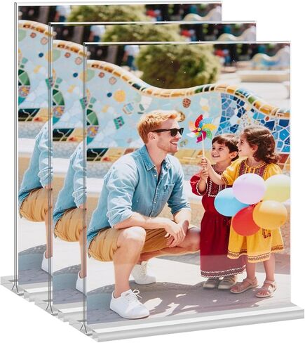 5x7 Acrylic Picture Frame, 3 Pack Double-Sided Clear Acrylic Picture Frames, T Shape Self Standing Photo Frame for Desktop Display in Saudi Arabia