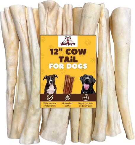 Woofley's Buffalo Cow Tail Jumbo Bone - (8 Count) - Meaty Thick Bones for Dogs - No Splinter Dog Bones - Long Lasting Dog Chews and Bones in Kuwait