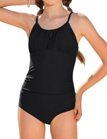 GRACE KARIN Girls Swimsuit, One Piece Bathing Suits for Teens, Ruched Adjustable Straps Padded Swimwear 7-16y in Saudi Arabia