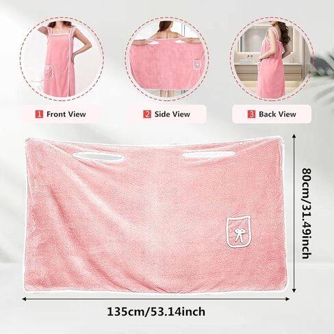 Pink Unisex Towel Bath, Wearable After Bath Towel Set, Wearable Quick Dry Shower Gym Towel in Saudi Arabia