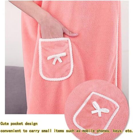 Pink Unisex Towel Bath, Wearable After Bath Towel Set, Wearable Quick Dry Shower Gym Towel in Saudi Arabia