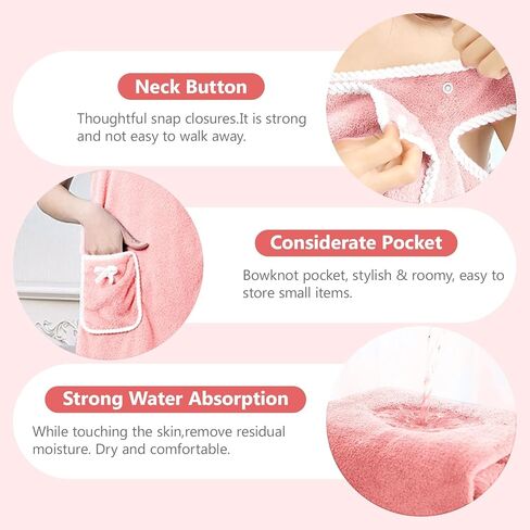 Pink Unisex Towel Bath, Wearable After Bath Towel Set, Wearable Quick Dry Shower Gym Towel in Saudi Arabia