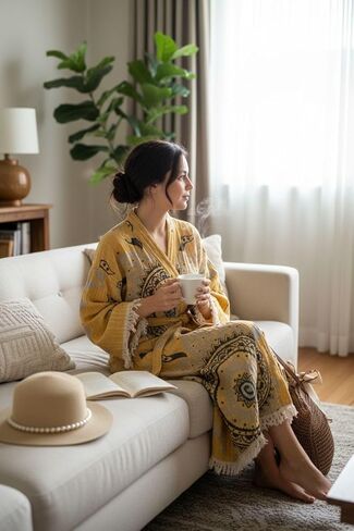 Luxury Handmade PREMIUM-quality Eco Organic Turkish Cotton Muslin Kimono Robe in Saudi Arabia