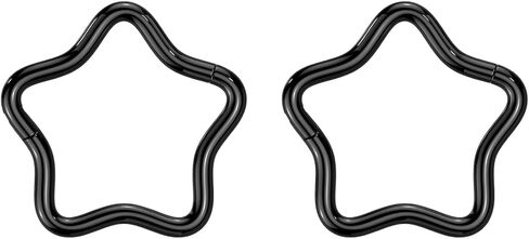 Satix 2PCS زرع الصف G23 التيتانيوم PVD مطلي 18G نجمة يتوقف الجزء خواتم 8 مم 10 مم الحاجز الفرس خواتم الأنف الأطواق النائم القرط الرخ محارة اللولب Daith الزنمة ثقب المجوهرات in Saudi Arabia