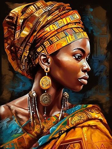 Reofrey DIY Diamond Art Kits for Adults African Woman, Full Drill Round Rhinestone Diamond Painting Kits, Cross Stitch Embroidery Canvas for Crafts Home Wall Decor 30x40cm in Saudi Arabia