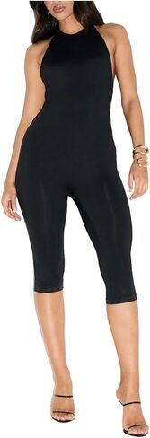 Milumia Women's Sexy Halter Backless Capri Jumpsuit Tie Back Bodycon One Piece Jumpsuits in Saudi Arabia