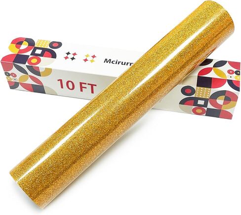 Silvery Glitter Heat Transfer Vinyl, 12" x 10ft Htv Vinyl, Glitter Iron-On for T-Shirts, Shirts Crafts, Easy Cutting and Weeding, Custom Glitter Gifts. in Kuwait