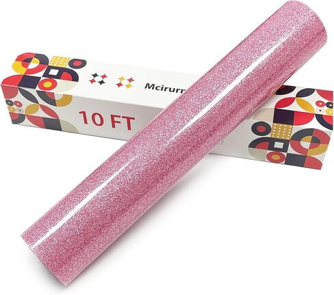 Silvery Glitter Heat Transfer Vinyl, 12" x 10ft Htv Vinyl, Glitter Iron-On for T-Shirts, Shirts Crafts, Easy Cutting and Weeding, Custom Glitter Gifts. in Kuwait