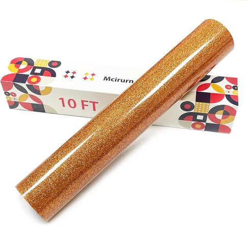 Silvery Glitter Heat Transfer Vinyl, 12" x 10ft Htv Vinyl, Glitter Iron-On for T-Shirts, Shirts Crafts, Easy Cutting and Weeding, Custom Glitter Gifts. in Kuwait