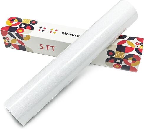 Silvery Glitter Heat Transfer Vinyl, 12" x 10ft Htv Vinyl, Glitter Iron-On for T-Shirts, Shirts Crafts, Easy Cutting and Weeding, Custom Glitter Gifts. in Kuwait