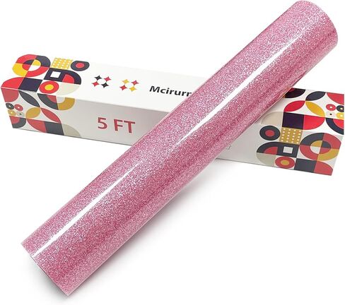 Silvery Glitter Heat Transfer Vinyl, 12" x 10ft Htv Vinyl, Glitter Iron-On for T-Shirts, Shirts Crafts, Easy Cutting and Weeding, Custom Glitter Gifts. in Kuwait