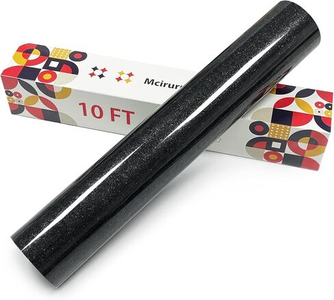 Silvery Glitter Heat Transfer Vinyl, 12" x 10ft Htv Vinyl, Glitter Iron-On for T-Shirts, Shirts Crafts, Easy Cutting and Weeding, Custom Glitter Gifts. in Kuwait