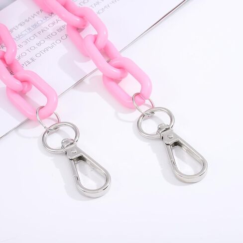 Hip Hop Jeans Pants Chain Punk Goth for Men and Women Gift On Halloween Color Acrylic Link Wallet Chain Hipster Chunky Thick Wallet Pocket Y2K Keychains Belt Waist Chains body Accessory for Girls (Pink) in Saudi Arabia