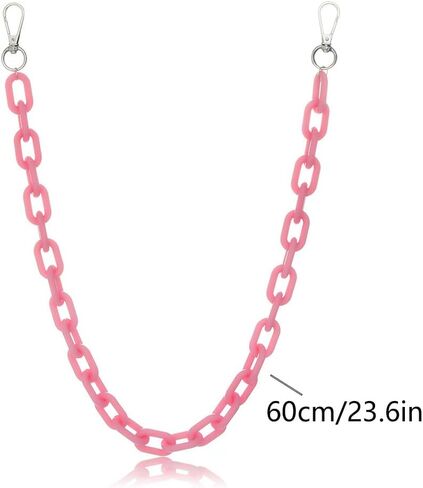 Hip Hop Jeans Pants Chain Punk Goth for Men and Women Gift On Halloween Color Acrylic Link Wallet Chain Hipster Chunky Thick Wallet Pocket Y2K Keychains Belt Waist Chains body Accessory for Girls (Pink) in Saudi Arabia