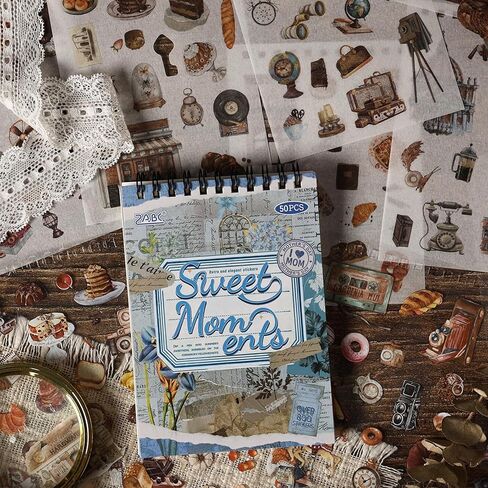 50Sheets Over 500Pcs Vintage Scrapbooking Stickers Pack, Junk Journal Stickers for Diary Planner Album Diary Notebook DIY Crafts (Letter) in Kuwait